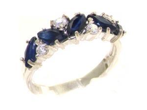9K White Gold Womens Sapphire & 0.24ct 1/4ct Diamond Ring - Size 7.5 - Finger Sizes 4 to 12 Available 9K White Gold Womens Sapphire & 0.24ct 1/4ct Diamond Ring - Size 7.5 - Finger Sizes 4 to 12 Available