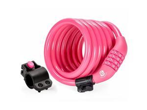 Etronic Security Bike Lock M6 Self Coiling Resettable Combination Lock Bike Cable Lock - 6-Feet x 3/8-Inch - Pink Etronic Security Bike Lock M6 Self Coiling Resettable Combination Lock Bike Cable Lock - 6-Feet x 3/8-Inch - Pink