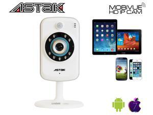 Astak® Mobivue 100 Megapixel HD 1280 x 720p H.264 Wireless IP Network Cloud Base Camera with 2 Way Audio IR-Cut Filter Night Vision Motion Detection Built-In DVR Astak® Mobivue 100 Megapixel HD 1280 x 720p H.264 Wireless IP Network Cloud Base Camera with 2 Way Audio IR-Cut Filter Night Vision Motion Detection Built-In DVR