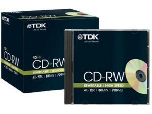 TDK CD-RW 80 12x speed Pk 10 cdrw rewritable discs blank storage media TDK CD-RW 80 12x speed Pk 10 cdrw rewritable discs blank storage media