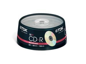TDK CD-R 80 Spindle 25 CDR recordable discs cd r 80min blank media TDK CD-R 80 Spindle 25 CDR recordable discs cd r 80min blank media