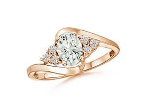 0.9ct. Oval & Round Moissanite Twisted Shank Ring in 14K Rose Gold 0.9ct. Oval & Round Moissanite Twisted Shank Ring in 14K Rose Gold