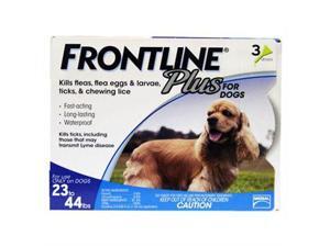 Frontline Plus for Dogs up to 23-44 lbs 3 doses kills Fleas, eggs & Larvae, ticks, Chewing Iice Frontline Plus for Dogs up to 23-44 lbs 3 doses kills Fleas, eggs & Larvae, ticks, Chewing Iice