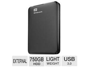 WD Elements 750GB Portable USB 3.0 Hard Drive - Black WD Elements 750GB Portable USB 3.0 Hard Drive - Black