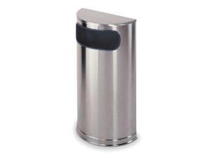 RUBBERMAID FGSO8SSSPL Side Opening Trash Can, Half Round, 9 gal. RUBBERMAID FGSO8SSSPL Side Opening Trash Can, Half Round, 9 gal.