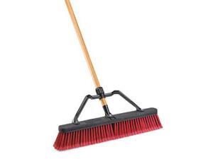 LIBMAN 827 Push Broom w/Handle, Brace, Poly, Red/Black LIBMAN 827 Push Broom w/Handle, Brace, Poly, Red/Black