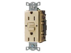 HUBBELL WIRING DEVICE-KELLEMS GFRST15I GFCI Receptacle,15A,125VAC,5-15R,Ivory HUBBELL WIRING DEVICE-KELLEMS GFRST15I GFCI Receptacle,15A,125VAC,5-15R,Ivory