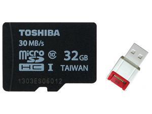 Toshiba 32GB MicroSDHC 32G Micro SD SDHC Card UHS-I Class 10 30MB/s Retail with USB 2.0 Card Reader Toshiba 32GB MicroSDHC 32G Micro SD SDHC Card UHS-I Class 10 30MB/s Retail with USB 2.0 Card Reader