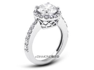 2.02 CT I-I1 VG Round Earth Mined Diamonds 14K 4-Prong & Pave Halo Wedding Ring 4.8gr 2.02 CT I-I1 VG Round Earth Mined Diamonds 14K 4-Prong & Pave Halo Wedding Ring 4.8gr