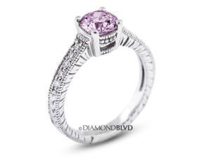 1.15 CT Purple-SI3 EX Round Earth Mined Diamonds 14K 4-Prong & Pave Vintage Engrave Wedding Ring 3.7gr 1.15 CT Purple-SI3 EX Round Earth Mined Diamonds 14K 4-Prong & Pave Vintage Engrave Wedding Ring 3.7gr