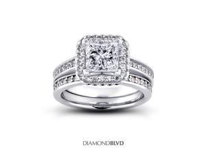 1.33 CT H-SI1 EX Princess Earth Mined Diamonds 14K V-Prong Vintage Cathedral Matching Engagement Rings 8.64gr 1.33 CT H-SI1 EX Princess Earth Mined Diamonds 14K V-Prong Vintage Cathedral Matching Engagement Rings 8.64gr