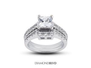 1.12 CT F-VS1 EX Princess Earth Mined Diamonds 14K Pave Vintage Basket Matching Engagement Rings 7.39gr 1.12 CT F-VS1 EX Princess Earth Mined Diamonds 14K Pave Vintage Basket Matching Engagement Rings 7.39gr