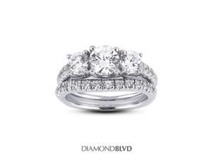 1.53 CT F-I1 EX Round Earth Mined Diamonds 14K Pave Vintage Matching 3-Stone Rings 10.23grams 1.53 CT F-I1 EX Round Earth Mined Diamonds 14K Pave Vintage Matching 3-Stone Rings 10.23grams