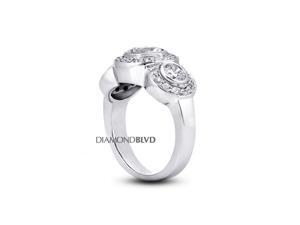 1.68 CTW I-SI2 VG Round Earth Mined Diamonds 14K Pave Vintage Halo 3-Stone Ring 8.8gr 1.68 CTW I-SI2 VG Round Earth Mined Diamonds 14K Pave Vintage Halo 3-Stone Ring 8.8gr