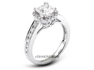 1.36 CT G-VS1 Ideal Princess Earth Mined Diamonds 18K Micro Pave & Channel Halo Wedding Ring 3.8gr 1.36 CT G-VS1 Ideal Princess Earth Mined Diamonds 18K Micro Pave & Channel Halo Wedding Ring 3.8gr