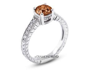 1.15 CT Red-SI3 VG Round Earth Mined Diamonds 14K 4-Prong & Pave Vintage Engrave Wedding Ring 3.7gr 1.15 CT Red-SI3 VG Round Earth Mined Diamonds 14K 4-Prong & Pave Vintage Engrave Wedding Ring 3.7gr