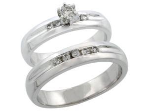 10k White Gold 2-Piece Diamond Ring Band Set w/ Rhodium Accent ( Engagement Ring & Man's Wedding Band ), w/ 0.35 Carat Brilliant Cut Diamonds, ( 4.5mm; 4.5mm ) wide 10k White Gold 2-Piece Diamond Ring Band Set w/ Rhodium Accent ( Engagement Ring & Man's Wedding Band ), w/ 0.35 Carat Brilliant Cut Diamonds, ( 4.5mm; 4.5mm ) wide