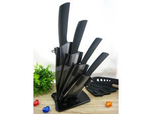 1 Set New Ceramic Knife Set Chef Kitchen Knives 3" 4" 5" 6" Black Blade & Peeler & Acrylic Holder 1 Set New Ceramic Knife Set Chef Kitchen Knives 3" 4" 5" 6" Black Blade & Peeler & Acrylic Holder