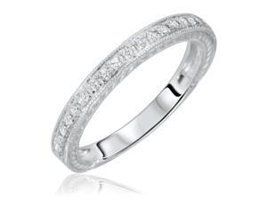 1/4 Carat T.W. Round Cut Diamond His and Hers Wedding Band Set 14K White Gold- 1/4 Carat T.W. Round Cut Diamond His and Hers Wedding Band Set 14K White Gold-