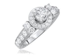 1 1/3 Carat T.W. Round Cut Diamond Ladies Engagement Ring 14K White Gold- Size 1 1/3 Carat T.W. Round Cut Diamond Ladies Engagement Ring 14K White Gold- Size