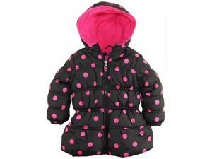 Pink Platinum Little Girls' Toddler Big Polka Dots Hooded Puffer Winter Jacket, Black, 2T Pink Platinum Little Girls' Toddler Big Polka Dots Hooded Puffer Winter Jacket, Black, 2T