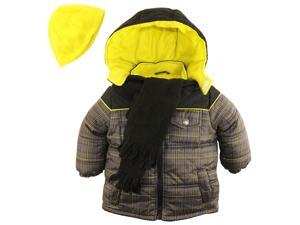 iXtreme Little Boys' Plaid Expedition Puffer Winter Coat Scarf and Hat Set, Black, 2T iXtreme Little Boys' Plaid Expedition Puffer Winter Coat Scarf and Hat Set, Black, 2T