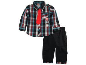 Dog Sport Baby Boys Plaid Long Sleeve Shirt with Tie 2Pc Pant Outfit Set, Black, 18 Months Dog Sport Baby Boys Plaid Long Sleeve Shirt with Tie 2Pc Pant Outfit Set, Black, 18 Months