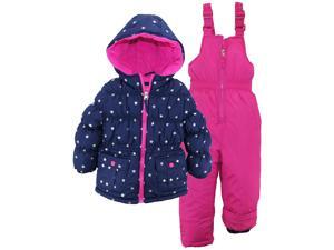 Pink Platinum Little Girls Snowsuit Silver Starts Jacket with Solid Snow Ski Bib, Navy, 4 Pink Platinum Little Girls Snowsuit Silver Starts Jacket with Solid Snow Ski Bib, Navy, 4