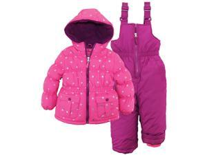 Pink Platinum Little Girls Snowsuit Silver Starts Jacket with Solid Snow Ski Bib, Pink, 6X Pink Platinum Little Girls Snowsuit Silver Starts Jacket with Solid Snow Ski Bib, Pink, 6X