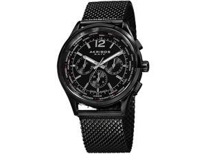 Akribos XXIV Men's AK716BK Explorer Swiss Multifunction Black Stainless Steel Mesh Bracelet Watch Akribos XXIV Men's AK716BK Explorer Swiss Multifunction Black Stainless Steel Mesh Bracelet Watch