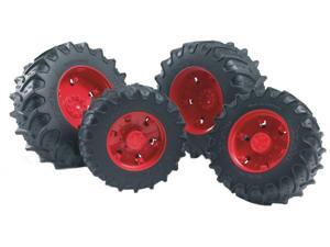 Twin Tractor Tires (Red) - Vehicle Toy by Bruder Trucks (03313) Twin Tractor Tires (Red) - Vehicle Toy by Bruder Trucks (03313)