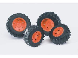 Twin Tractor Tires (Orange) - Vehicle Toy by Bruder Trucks (03312) Twin Tractor Tires (Orange) - Vehicle Toy by Bruder Trucks (03312)