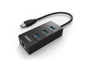 Aukey CB-H15 SuperSpeed 3-Port USB 3.0 HUB with 10/100/1000 Gigabit Ethernet Adapter Aukey CB-H15 SuperSpeed 3-Port USB 3.0 HUB with 10/100/1000 Gigabit Ethernet Adapter
