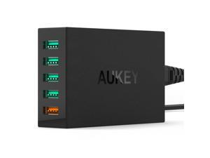 Aukey PA-T1 Quick Charge 2.0 54W 5 Ports USB Desktop Charging Station Wall Charger (AIPower 5V/7.2A+Quick Charge 12V/1.5A 9V/2A 5V/2A; Included an 20AWG 3.3FT Micro USB Cable) - Black Aukey PA-T1 Quick Charge 2.0 54W 5 Ports USB Desktop Charging Station Wall Charger (AIPower 5V/7.2A+Quick Charge 12V/1.5A 9V/2A 5V/2A; Included an 20AWG 3.3FT Micro USB Cable) - Black