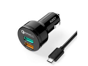 Aukey CC-T1 Quick Charge 2.0 30W 2 Ports USB Car Charger Adapter - Black Aukey CC-T1 Quick Charge 2.0 30W 2 Ports USB Car Charger Adapter - Black
