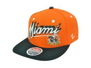 NCAA Miami Hurricanes Canes Flat Bill Logo Zephyr Orange Green Snapback Hat Cap NCAA Miami Hurricanes Canes Flat Bill Logo Zephyr Orange Green Snapback Hat Cap