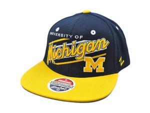NCAA Michigan Wolverines UM Flat Bill Snapback Zephyr Script Hat Cap Zhat Blue NCAA Michigan Wolverines UM Flat Bill Snapback Zephyr Script Hat Cap Zhat Blue