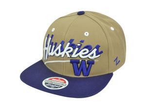 NCAA Washington Huskies Zephyr Shadow Script Flat Bill Snapback Hat Cap Two Tone NCAA Washington Huskies Zephyr Shadow Script Flat Bill Snapback Hat Cap Two Tone