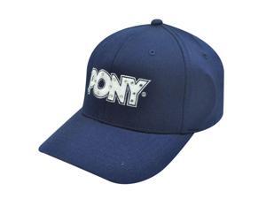 PONY WOMENS NAVY WHITE RHINESTONE HAT CAP FLEX FIT M LG PONY WOMENS NAVY WHITE RHINESTONE HAT CAP FLEX FIT M LG