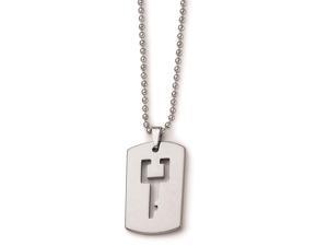 Tungsten Dog Tag with Key Cut-out Necklace Tungsten Dog Tag with Key Cut-out Necklace