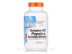 Betaine HCl Pepsin & Gentian Bitters - Doctors Best - 360 - Capsule Betaine HCl Pepsin & Gentian Bitters - Doctors Best - 360 - Capsule