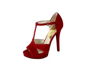 Michael Kors Francoise T-Strap Platform/High Heel Red Suede Leather Dress Shoe Michael Kors Francoise T-Strap Platform/High Heel Red Suede Leather Dress Shoe