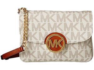 Michael Kors Fulton Logo Crossbody Vanilla Flap Gusset Purse Hand Bag Michael Kors Fulton Logo Crossbody Vanilla Flap Gusset Purse Hand Bag