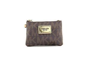 Michael Kors Jet Set Sig Print Small Zip Closure Wristlet Brown Michael Kors Jet Set Sig Print Small Zip Closure Wristlet Brown