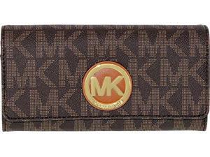 Michael Kors Women's Logo Charm Leather Wallet Baguette - Brown Michael Kors Women's Logo Charm Leather Wallet Baguette - Brown