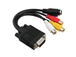 New VGA to Video TV Out S-Video AV and 3 RCA Female Converter Cable Adapter New VGA to Video TV Out S-Video AV and 3 RCA Female Converter Cable Adapter