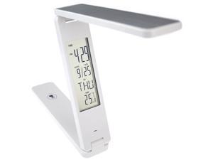 Lotous HL-801101 Rechargeable Folding LED Book Reading Lamp Light with Calendar, Clock Alarm, Thermometer - White Lotous HL-801101 Rechargeable Folding LED Book Reading Lamp Light with Calendar, Clock Alarm, Thermometer - White