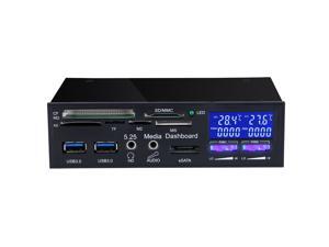 5.25-inch Media Dashboard LCD Front Panel Internal Card Reader Temperature Display USB 3.0 Hub with Fan Controller 5.25-inch Media Dashboard LCD Front Panel Internal Card Reader Temperature Display USB 3.0 Hub with Fan Controller