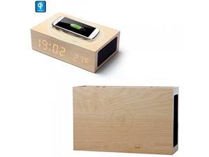 Wooden Environmental Multi-function Qi Wireless Charger + Bluetooth Wireless Stereo Home Speaker + Alarm Clock LED Time and Date + Temperature Display for Home/office, Smart Phones, Mp3 Players, Table Wooden Environmental Multi-function Qi Wireless Charger + Bluetooth Wireless Stereo Home Speaker + Alarm Clock LED Time and Date + Temperature Display for Home/office, Smart Phones, Mp3 Players, Table