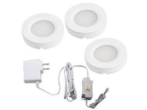 Set of 3 LED Under Cabinet Lighting Kit - 2Watt LED Puck Lights with UL-listed Power Adapter - Warm White - High Quality Set of 3 LED Under Cabinet Lighting Kit - 2Watt LED Puck Lights with UL-listed Power Adapter - Warm White - High Quality